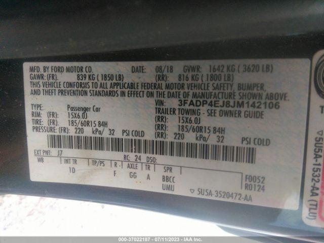 3FADP4EJ8JM142106 Ford FIESTA SE