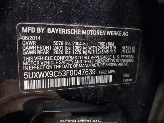 5UXWX9C53F0D47639 BMW X3 Xdrive28i