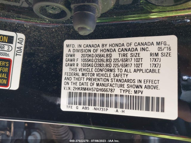 Honda CR-V EX 2016 2HKRM4H57GH666787 Image 9