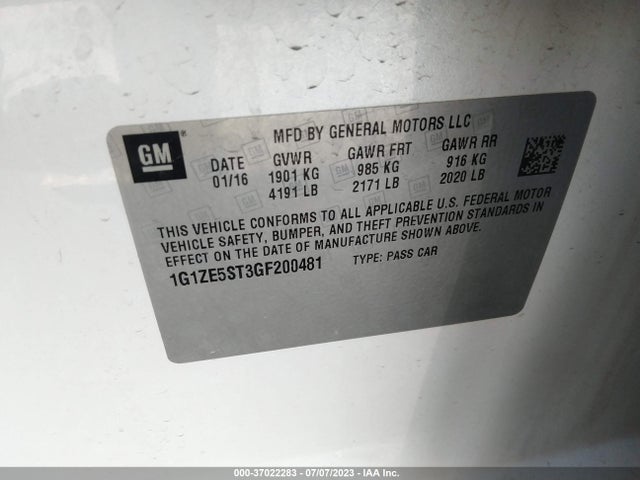 Chevrolet MALIBU LT 2016 1G1ZE5ST3GF200481 Image 9