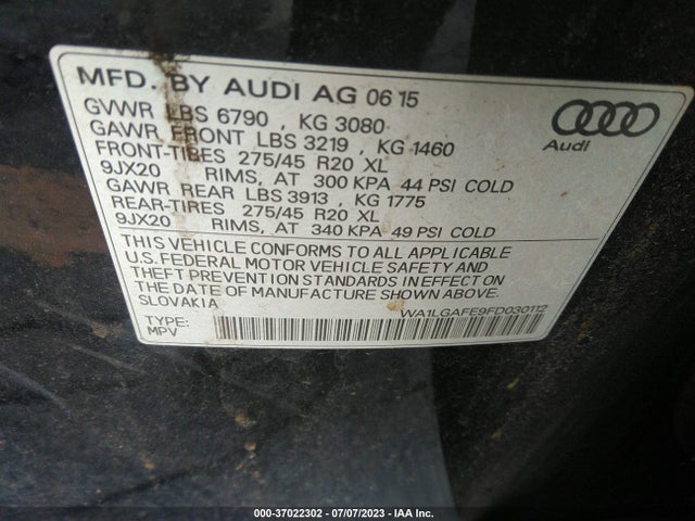 WA1LGAFE9FD030112 Audi Q7 3.0t Premium Plus