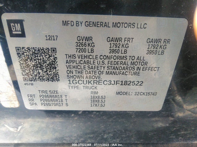 Chevrolet Silverado 1500 2lt 2018 1GCUKREC3JF182522 Image 9