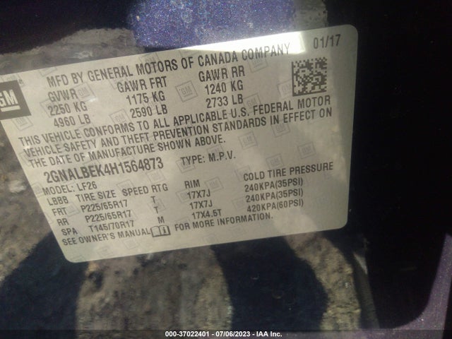 Chevrolet EQUINOX LS 2017 2GNALBEK4H1564873 Image 15