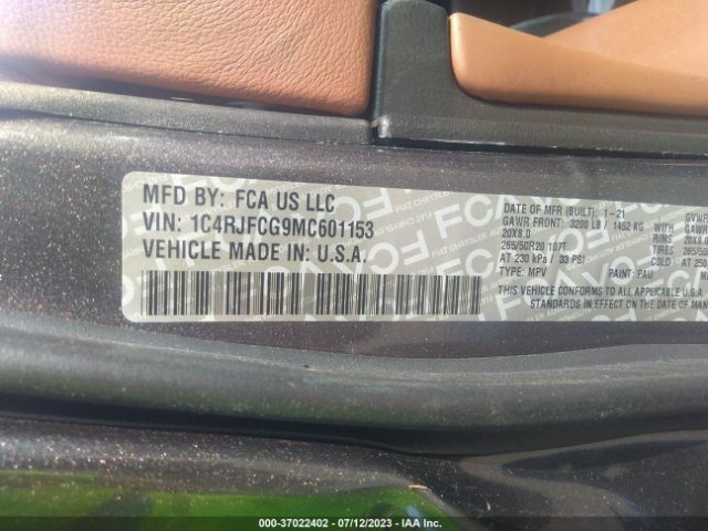 1C4RJFCG9MC601153 Jeep Grand Cherokee Overland