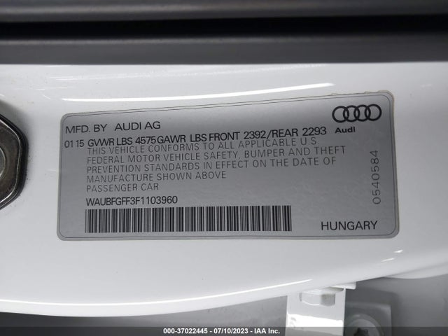 WAUBFGFF3F1103960 Audi S3/a3 2.0t Premium