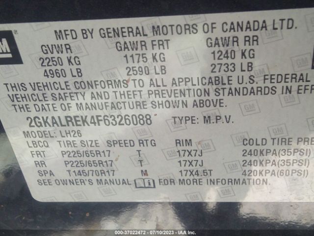 2GKALREK4F6326088 GMC Terrain Sle