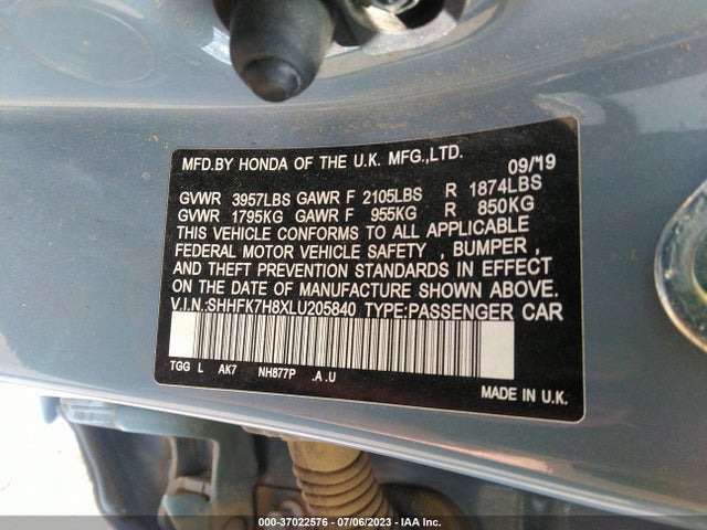 Honda Civic Hatchback Ex-l 2020 SHHFK7H8XLU205840 Image 9