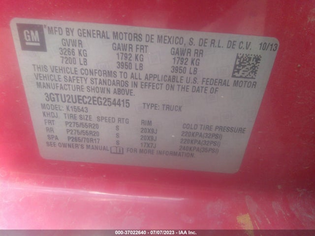 GMC Sierra 1500 Sle 2014 3GTU2UEC2EG254415 Image 15