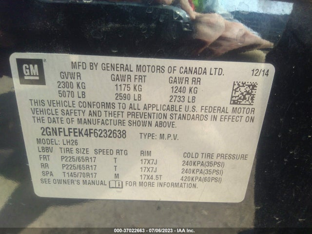 Chevrolet EQUINOX 1LT 2015 2GNFLFEK4F6232638 Image 9