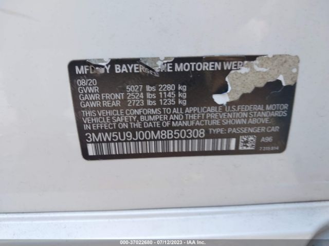 3MW5U9J00M8B50308 BMW 3 Series M340i Xdrive
