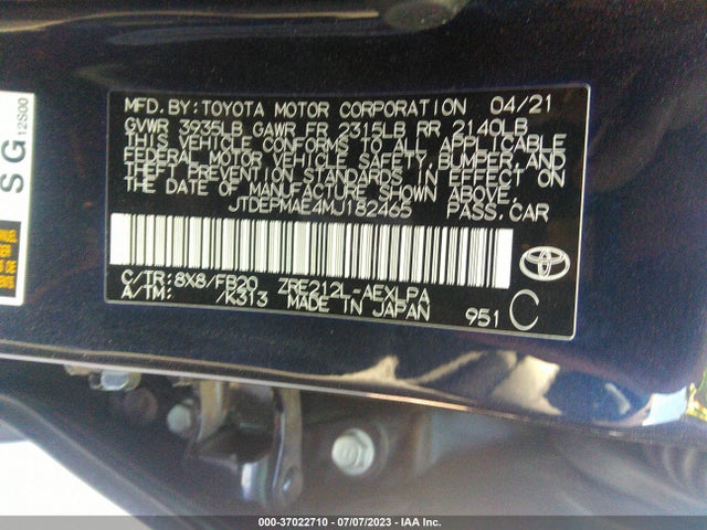 Toyota COROLLA LE 2021 JTDEPMAE4MJ182465 Image 15