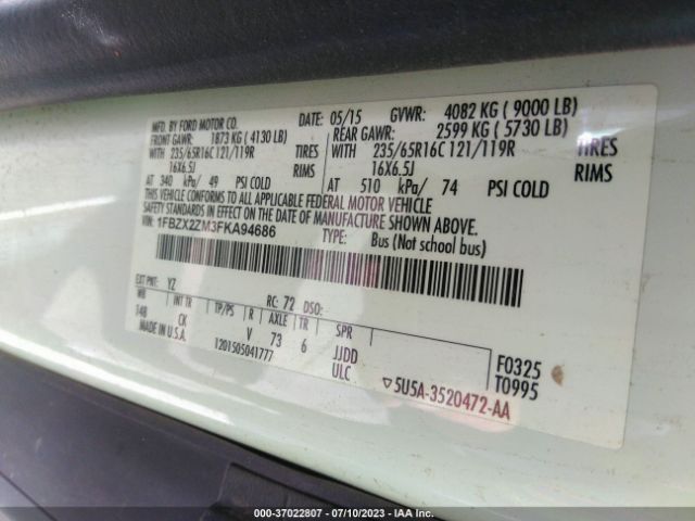 1FBZX2ZM3FKA94686 Ford Transit Wagon Xl/xlt