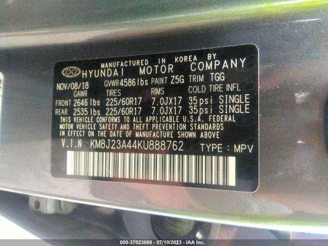 Hyundai TUCSON SE 2019 KM8J23A44KU888762 Image 9