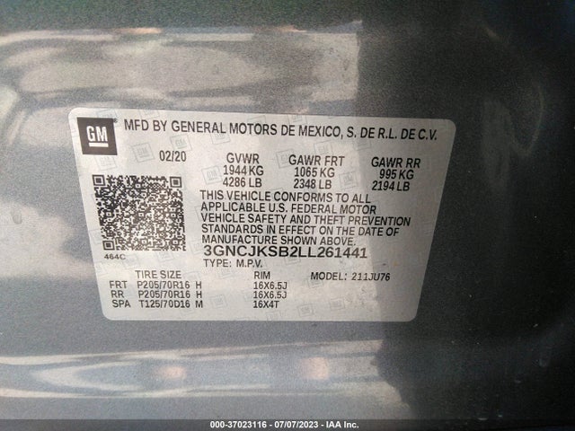 Chevrolet TRAX LS 2020 3GNCJKSB2LL261441 Image 9