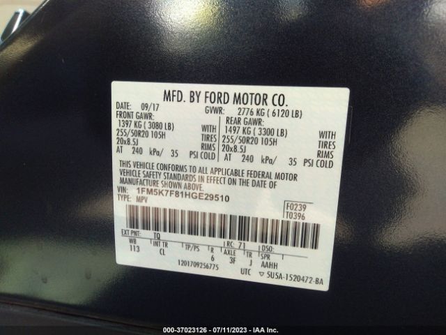 1FM5K7F81HGE29510 Ford Explorer Limited