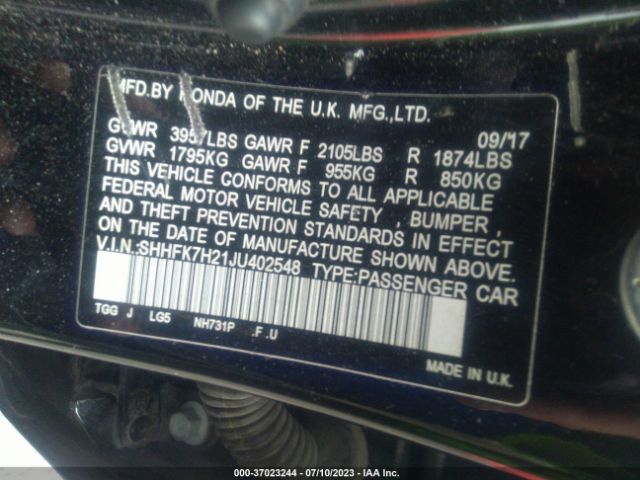 SHHFK7H21JU402548 Honda Civic Hatchback Lx