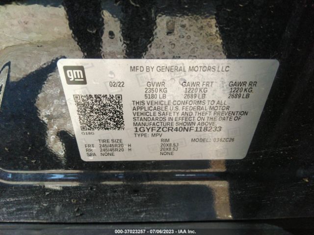 1GYFZCR40NF118233 Cadillac Xt4 Fwd Premium Luxury