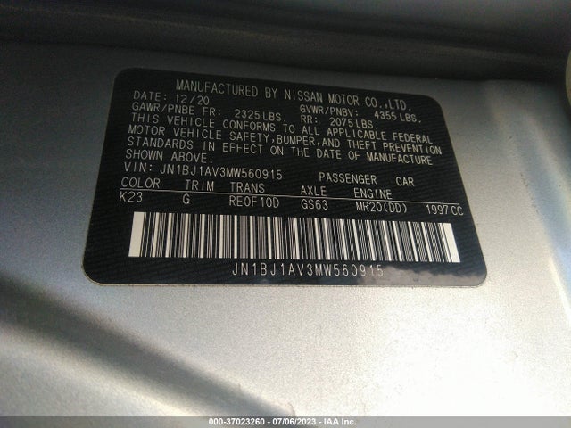 2021 NISSAN ROGUE SPORT S VIN: JN1BJ1AV3MW560915
