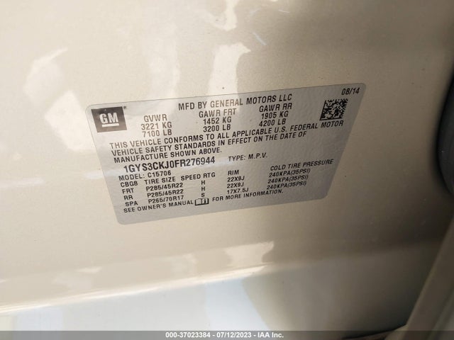 1GYS3CKJ0FR276944 Cadillac Escalade Premium