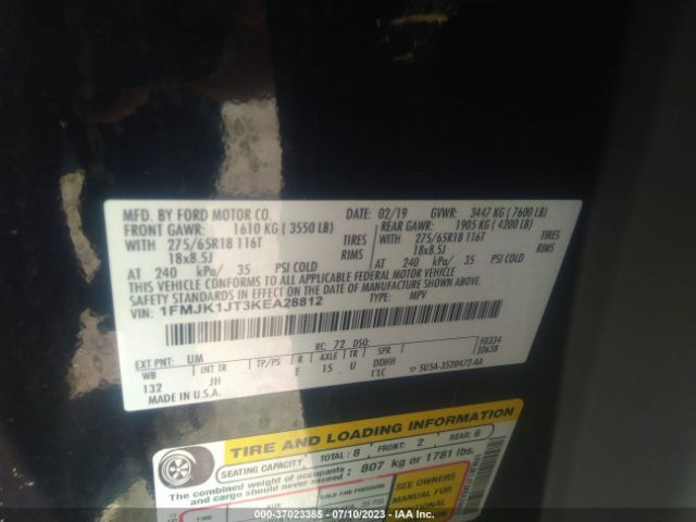 1FMJK1JT3KEA28812 Ford Expedition Max Xlt