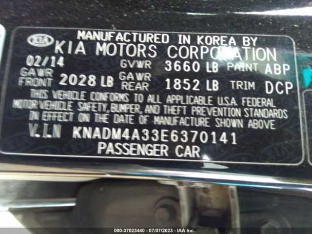 KNADM4A33E6370141 KIA RIO LX