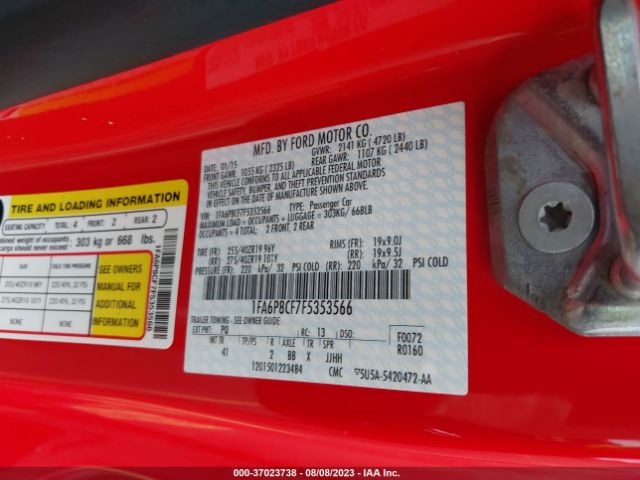 2015 FORD MUSTANG 1FA6P8CF7F5353566 Photo 8