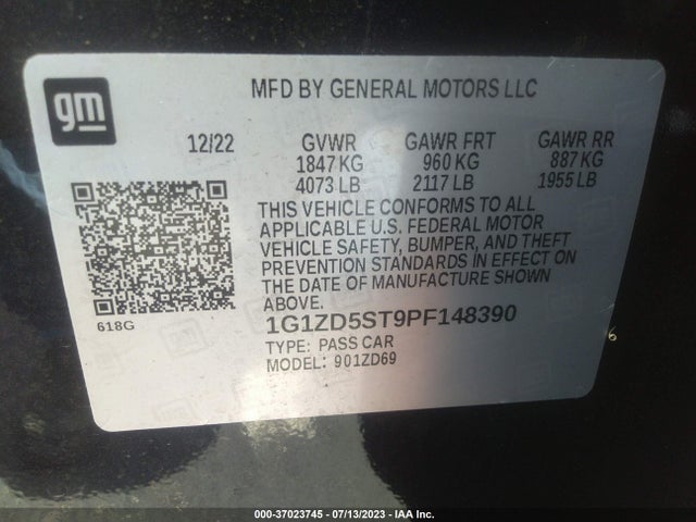 Chevrolet MALIBU LT 2023 1G1ZD5ST9PF148390 Image 9