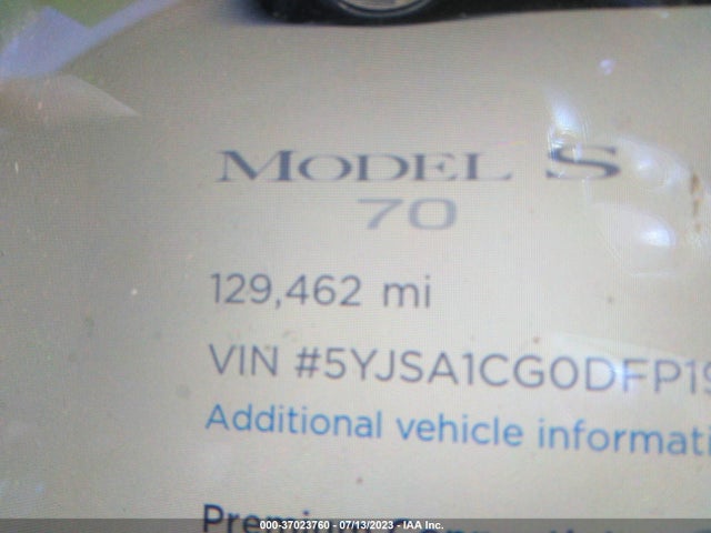 2013 TESLA MODEL S VIN: 5YJSA1CG0DFP19650