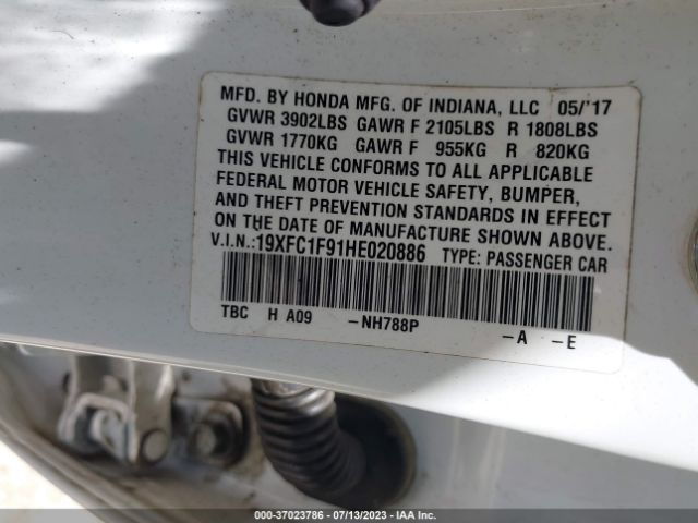 19XFC1F91HE020886 Honda Civic Sedan Touring