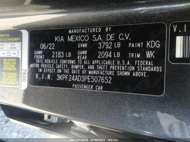 3KPF24AD3PE507652 KIA FORTE LX
