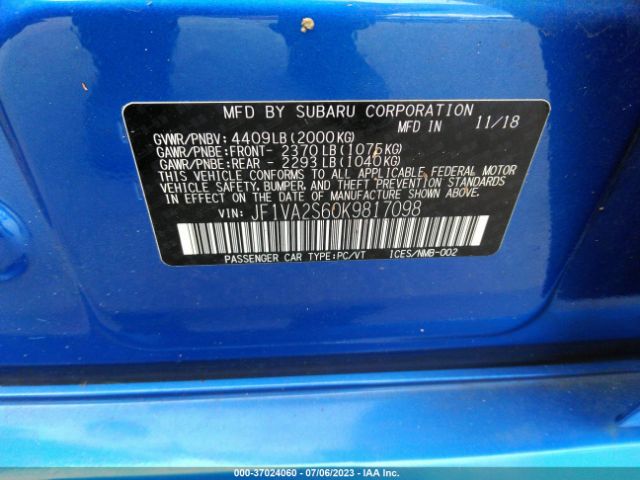JF1VA2S60K9817098 Subaru Wrx Sti