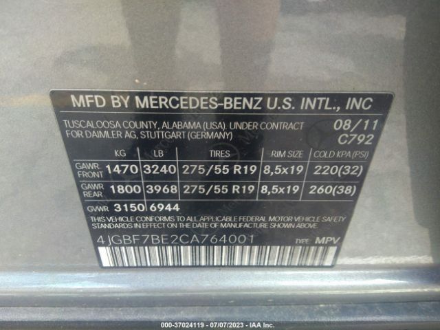 2012 MERCEDES-BENZ GL-CLASS 4JGBF7BE2CA764001 Photo 8