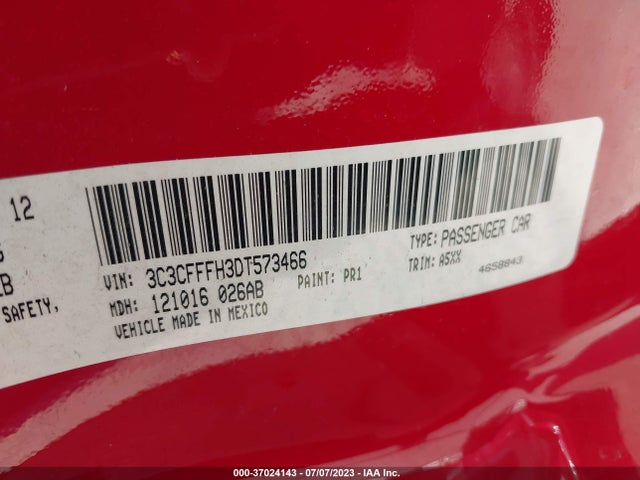 2013 FIAT 500 ABARTH VIN: 3C3CFFFH3DT573466
