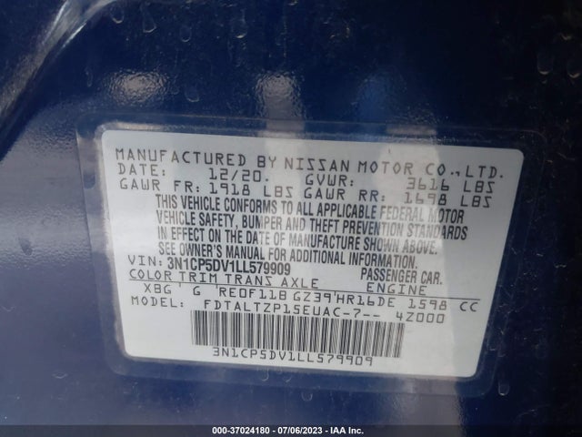 2020 NISSAN KICKS SR VIN: 3N1CP5DV1LL579909