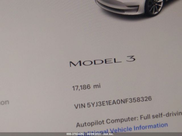 5YJ3E1EA0NF358326 Tesla MODEL 3