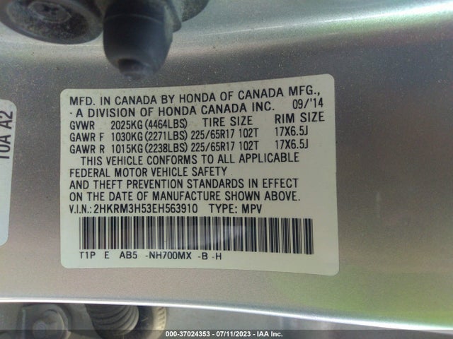 Honda CR-V EX 2014 2HKRM3H53EH563910 Image 9