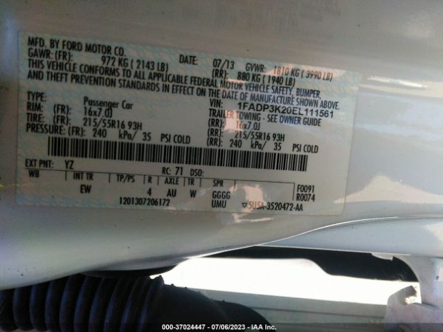 1FADP3K20EL111561 Ford FOCUS SE