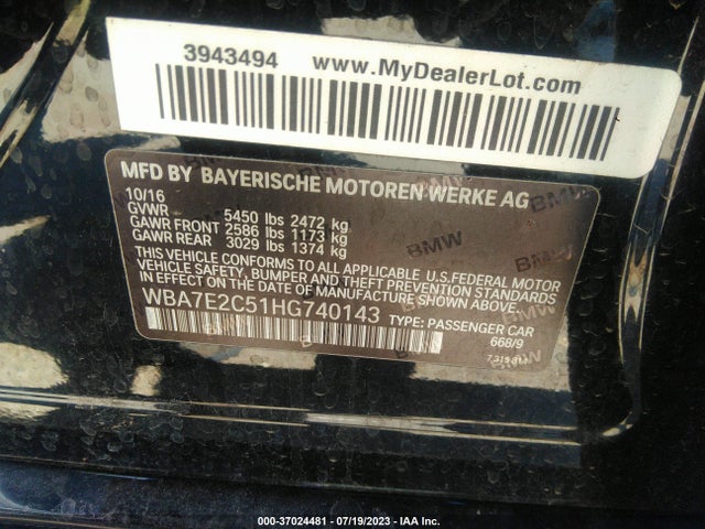 WBA7E2C51HG740143 BMW 7 Series 740i