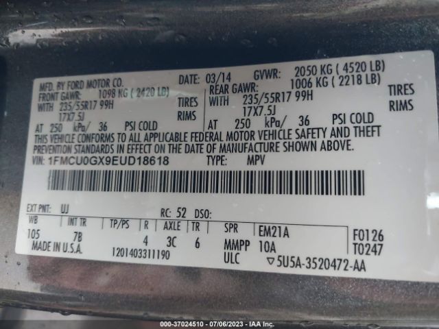 1FMCU0GX9EUD18618 Ford ESCAPE SE