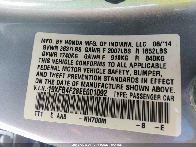 Honda CIVIC HYBRID 2014 19XFB4F28EE001092 Image 9