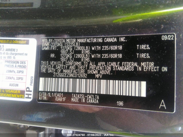 2T2GGCEZ9NC012692 Lexus Nx Nx 350 Premium