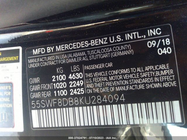 55SWF8DB8KU284094 Mercedes-Benz C-class C 300