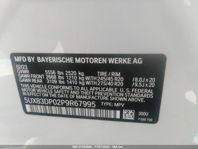 5UX83DP02P9R67995 BMW X3 M40i
