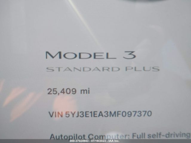 5YJ3E1EA3MF097370 Tesla Model 3 Standard Range Plus