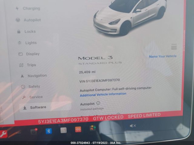 5YJ3E1EA3MF097370 Tesla Model 3 Standard Range Plus
