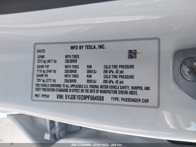 Tesla Model 3 Performance 2023 5YJ3E1EC9PF564569 Image 16