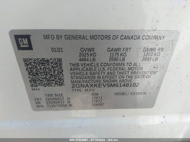 Chevrolet EQUINOX LT 2021 2GNAXKEV5M6148102 Image 9