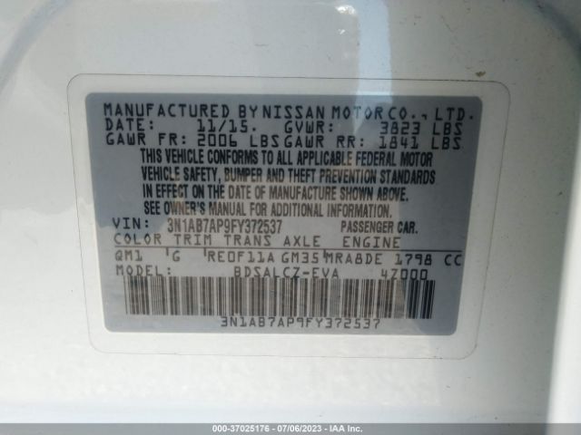 3N1AB7AP9FY372537 Nissan SENTRA S