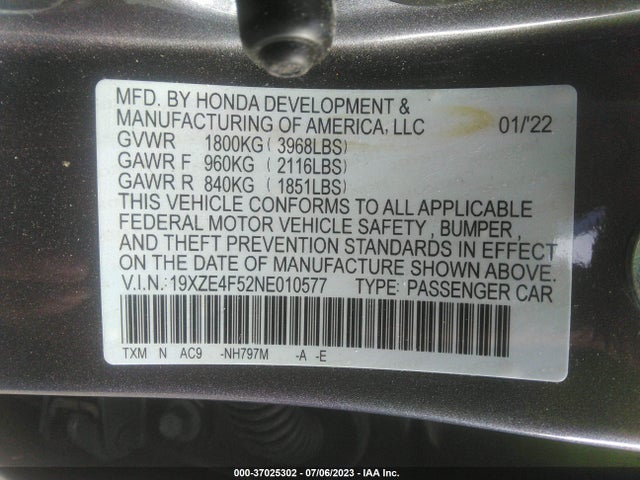 Honda INSIGHT EX 2022 19XZE4F52NE010577 Image 16
