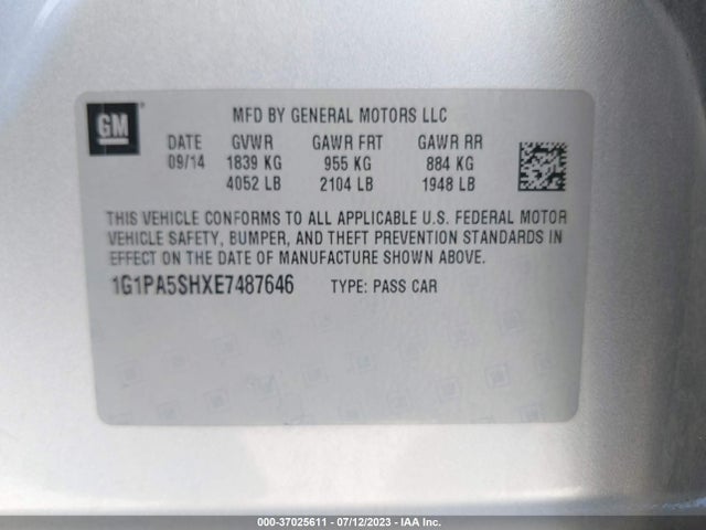 Chevrolet CRUZE LS 2014 1G1PA5SHXE7487646 Image 14